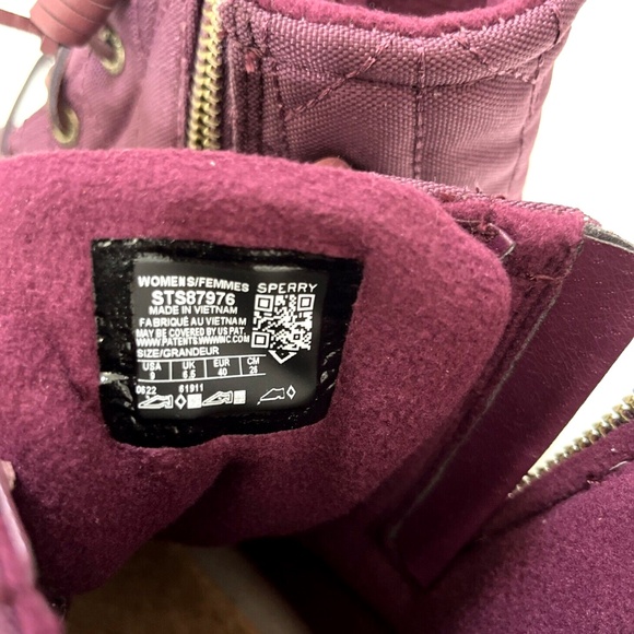 Sperry Saltwater Quilted Nylon Duck Boots Purple Waterproof Snow Winter SZ 9 NWO - Picture 9 of 9